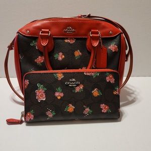 Coach matching purse and wallet floral design